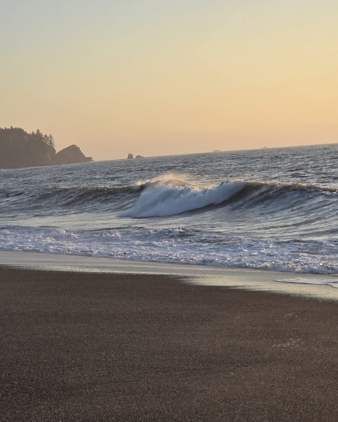 Beach camp at sunset